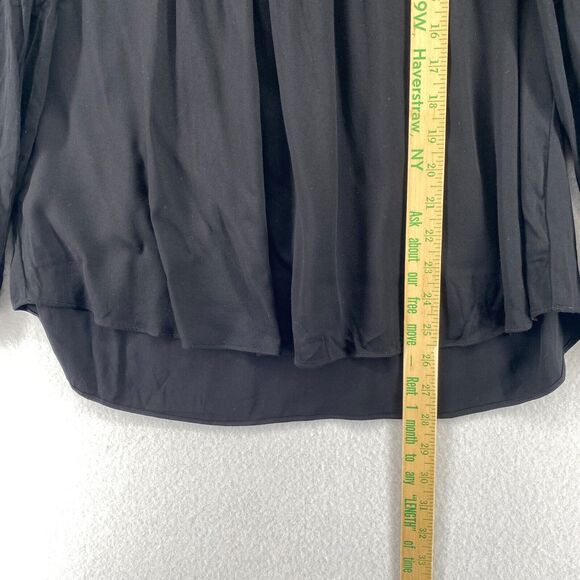 HALE BOB Top M Rosetta Suede Blouse Lace Trim V-Neck Long Sleeve Boho Black - Picture 10 of 11